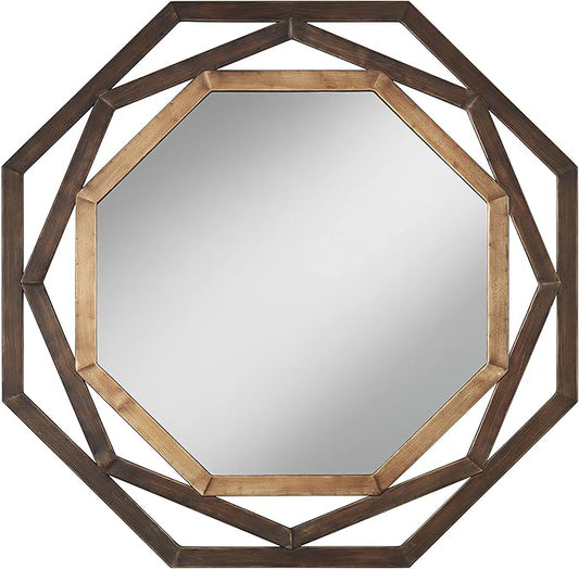 Uttermost Two-Tone Bronze 32" Openwork Octagonal Wall Mirror