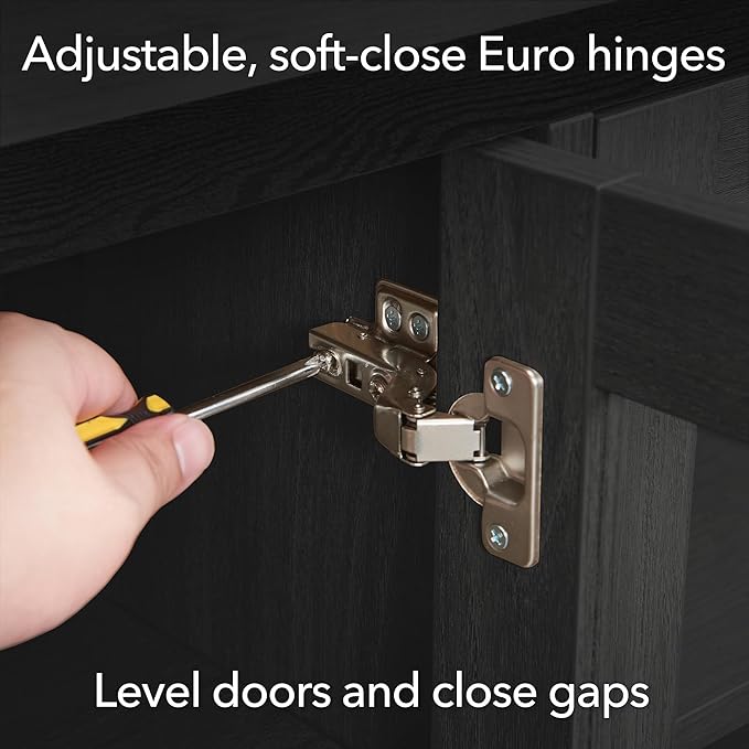 Henn&Hart Rectangular TV Stand for TV's up to 75" in Natural Black, for Home, Living Room, Bedroom, Entertainment Room, Office