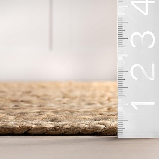 nuLOOM 2x12 Rigo Jute Hand Woven Area Rug, Natural, Solid Farmhouse Design, Natural Fiber, For Bedroom, Living Room, Dining Room, Hallway, Office, Kitchen, Entryway