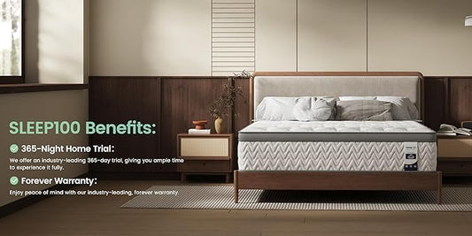Full Mattress 12 Inch – Hybrid Mattresses for Back Pain, Extra Lumbar & Shoulder Support, Fiberglass-Free & No Odor, 365-Night Trial