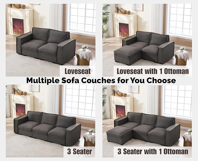 EALSON 67" Loveseat Sofa Modern Love Seat Sofa Comfy Linen Fabric Upholstered Cloud Couches Mid Century Modular 2-Seater Sectional Couch with Throw Pillows for Bedroom/Living Room/Apartment, Grey
