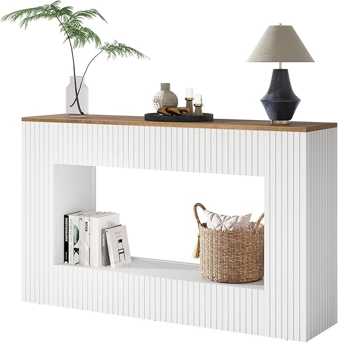 Tribesigns Modern Console Table, 55-Inch Wood Entryway Table with Storage, Narrow Long Sofa Table Behind Couch Table for Living Room, Foyer, Hallway, White