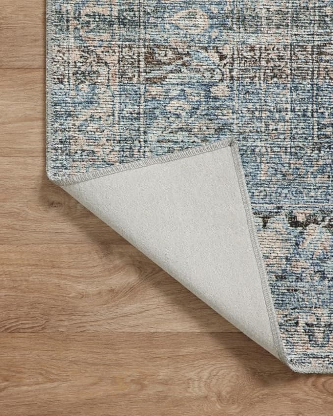 Loloi Amber Lewis Billie Collection, Denim & Blush, 2'-0" x 5'-0" Accent Rug – Antique & Distressed Accent Rugs for Living Room, Bedroom, Entryway & Hallway, No Shed High Traffic Area Home Decor Rug
