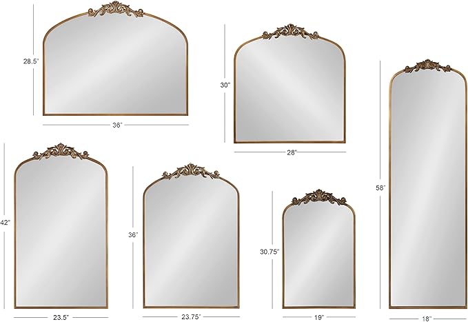 Kate and Laurel Arendahl Ornate Traditional Square Arched Mirror; 28 x 30; Antique Gold; Decorative Baroque Style Arch Vintage Mirror with Wide Frame and Ornamental Crown
