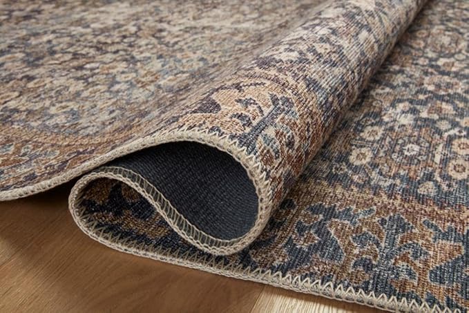 Loloi Amber Lewis Georgie Collection GER-05 Denim/Spice 5'-0" x 7'-6", .19" Pile Height, Area Rug