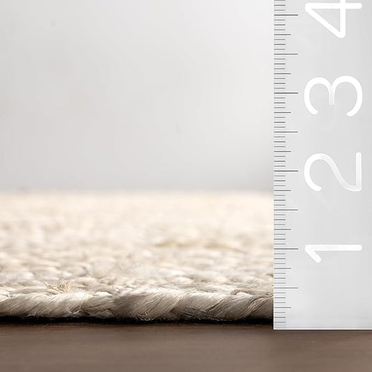 nuLOOM Oval 5x8 Rigo Jute Hand Woven Area Rug, Off White, Solid Farmhouse Design, Natural Fiber, For Bedroom, Living Room, Dining Room, Hallway, Office, Kitchen, Entryway