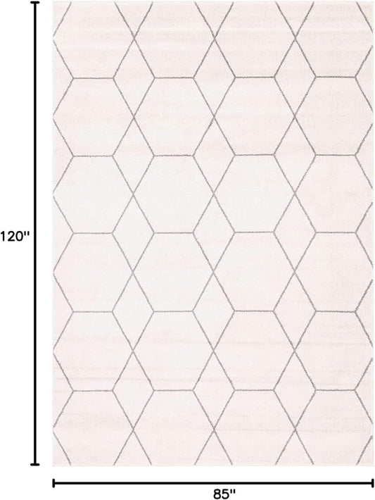 Unique Loom Trellis Frieze Collection Area Rug - Geometric (7' 1" x 10', Ivory/ Gray)