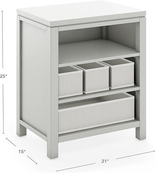 Martha Stewart Crafting Kids' Open Storage - Gray: Wooden Shelving with Bins for Art Supplies, Single-Sided Organization with Compartments