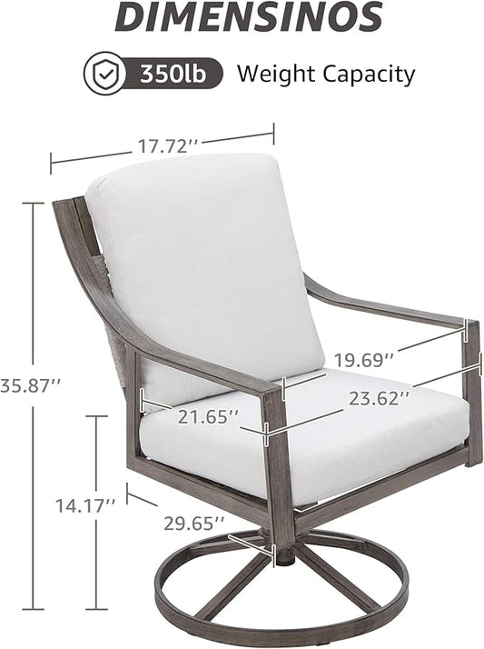 NATURAL EXPRESSIONS Outdoor Swivel Patio Dining Chairs Set of 2, Rocking Patio Chairs with Hand Brushed Wood Grain Finish for Poolside Lawn Garden