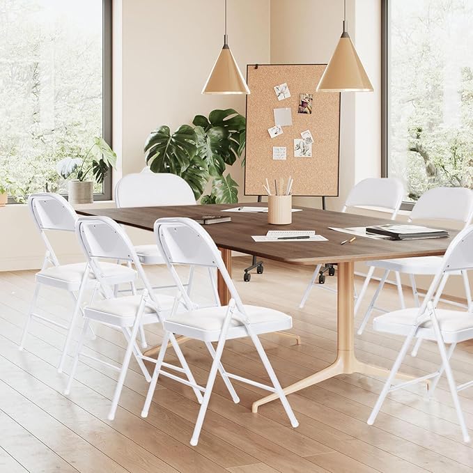100 Pack Folding Chairs with Padded Seats, Padded Folding Chair with Steel Frame for Events Home Office, Pu Leather Folding Chair White