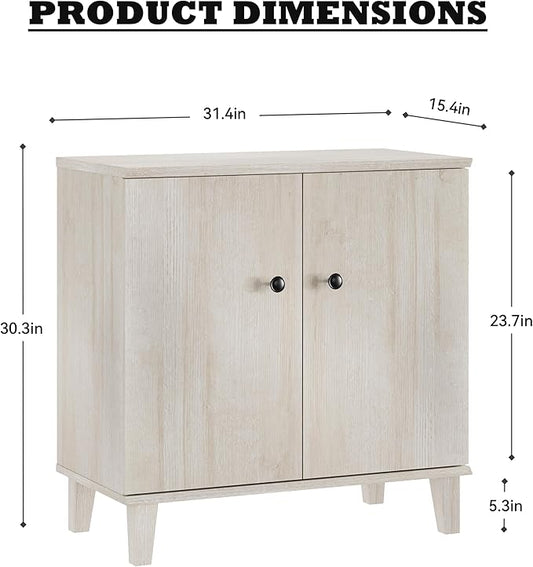 Modern Storage Cabinet 2 in 1 Buffet Storage with Wood Legs and Adjustable Shelf for Dinnig Room Living Room Entryway,Light Oak