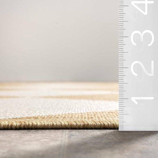 nuLOOM 9'6" x 12' Outdoor Performance Area Rug, Stain Resistant, Weather Resistant, High Traffic, Patio, Balcony, Outside, Sabina Tan