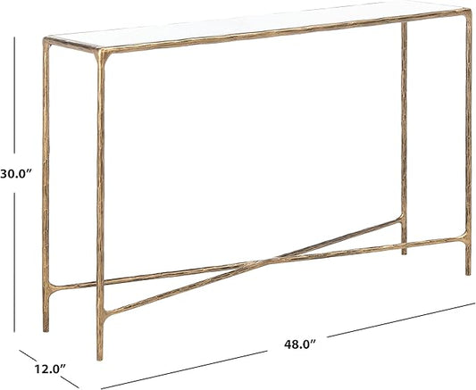 SAFAVIEH Couture Home Collection Jessa Brass Metal/White Marble Top Entryway Living Room Rectangle Console Table (Fully Assembled)