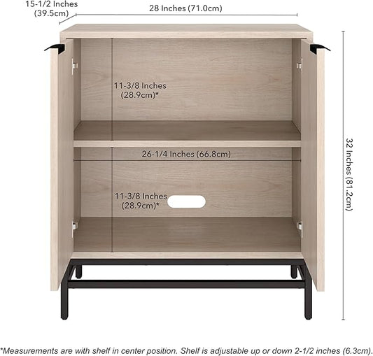 Henn&Hart 28" Fluted Wooden Accent Cabinet, Modern Ribbed Sideboard Buffet Cabinet with 2 Doors and an Adjustable Shelf for Living Room, Dining Room, Bedroom or Entryway, Alder White