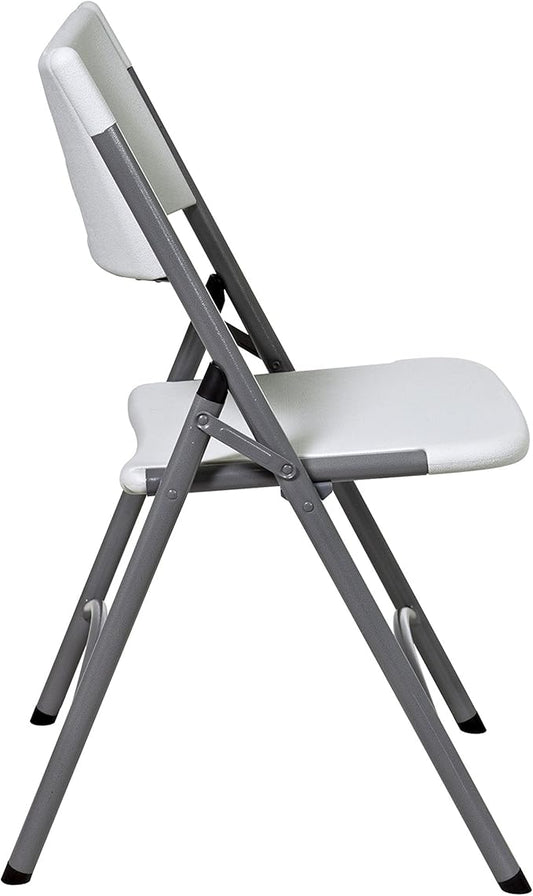 Office Star Resin Furniture for Indoor or Outdoor Use, 4-Piece Set, Folding Chairs Light Grey