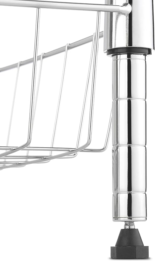 Whitmor 2-Wire Shelving Unit, Metal Storage Shelves, Stacking Shelf with Basket, Easy Assembly Home Organizer for Pantry, Kitchen, Garage, Plant