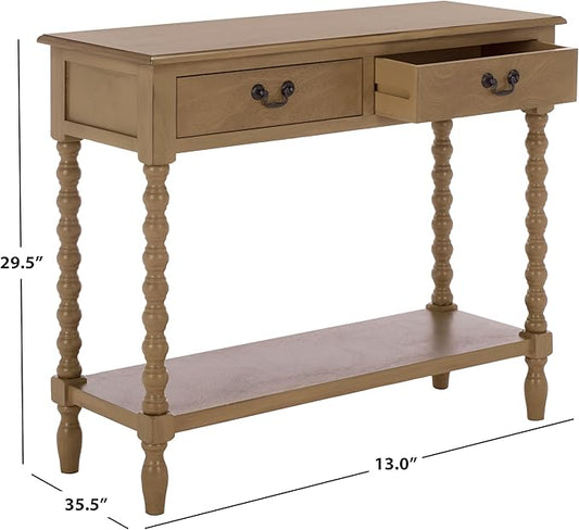 SAFAVIEH Home Collection - Athena Desert Brown Console Table with 2 Drawers and 1 Shelf, Farmhouse Accent Entryway Table (CNS5702F)