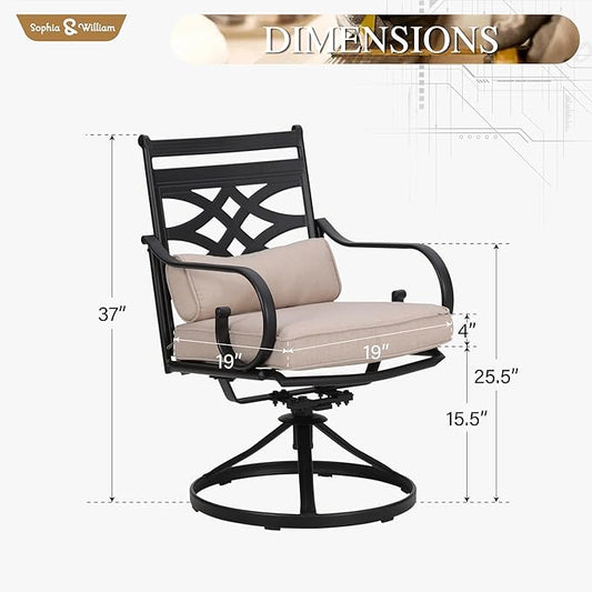 Sophia and William Patio Swivel Dining Chairs Set of 6, Outdoor Metal Armchairs, Outdoor Dining Chairs