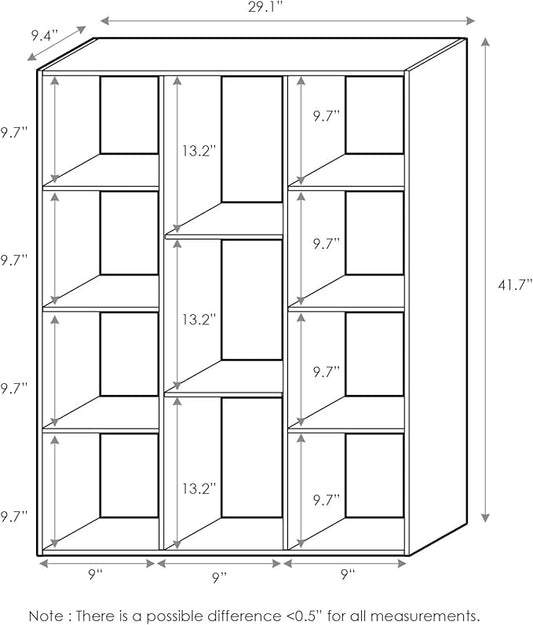 Furinno LUDER Book Shelf, 11-Cube Bookshelf, Reversible Bookcase, 9.4 x 29.1 x 41.7, for Living Room, Bedroom, Home Office, White/Light Blue