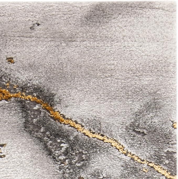 SAFAVIEH Craft Collection Accent Rug - 2'7" x 5', Grey & Gold, Modern Abstract Design, Non-Shedding & Easy Care, Ideal for High Traffic Areas in Entryway, Living Room, Bedroom (CFT877F)