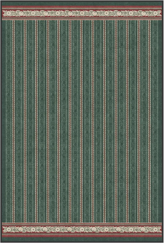RUGGABLE x Morris & Co Machine Washable Area Rug – Fruit Stripe Spruce Green 4x6, Stain-Resistant, Non-Slip – Medium Rugs for Living Room, Bedroom, Hallway, Entryway & Office–with Cushioned Pad