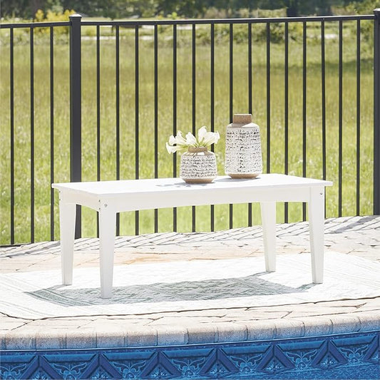 Signature Design by Ashley Hyland Wave Modern Weather Resistant HDPE Outdoor Coffee Table, White