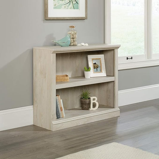 Sauder 2 Tier Book Shelf Wooden Bookcase Multipurpose Bookshelf for Home Office, Living Room, in Chalked Chestnut