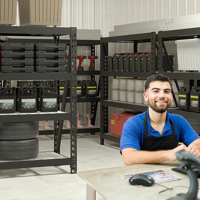 WORKPRO Garage Shelving, 68" W x 24" D x 65" H, 7200 LBS Load, Heavy Duty Metal Shelving for Storage, Industrial Shelving Storage Rack for Warehouse Kitchen Shop Basement, Black, Pack of 10