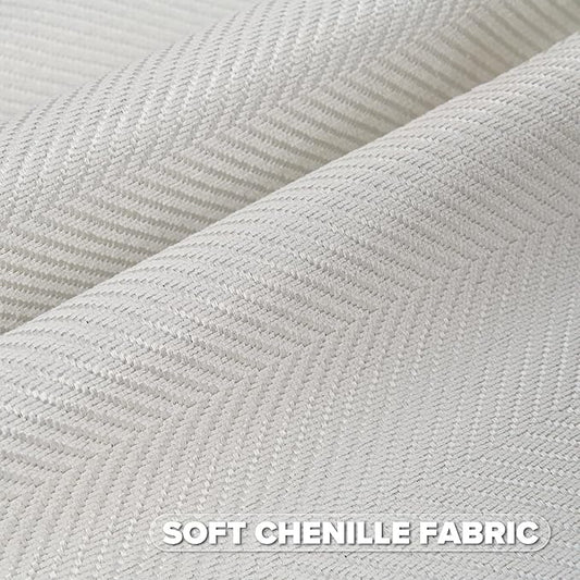 FUTEI Cream White Chenille Throw Pillow Covers 24x24 Inch Set of 2,Soft Wide Chevron Textured European Pillow Shams,Farmhouse Home Decor for Couch Bed Living Room