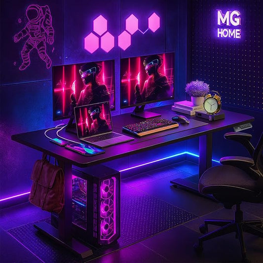 farexon Electric Standing Desk, Adjustable Height Mobile Home Office Desk, 48x24 Inches Ergonomic Computer Desk with 4 Preset Heights, 27-46in Lifting Range Stand up Desk(Black)