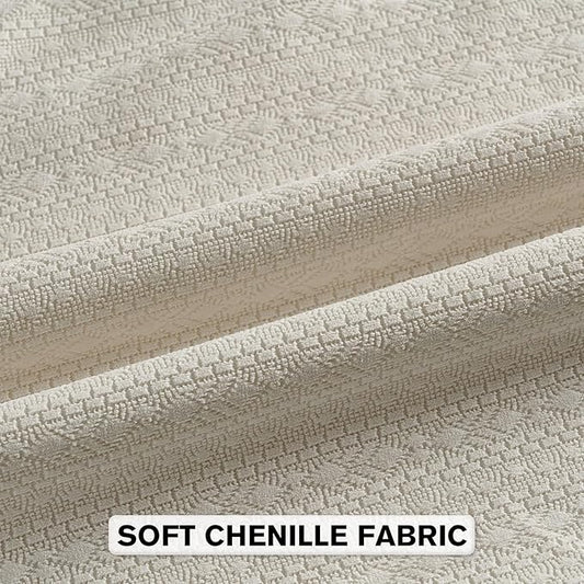 FUTEI Cream Chenille Throw Pillow Covers 20x20 Inch Set of 2,Soft Striped & Diamond Textured Cushion Cases,Modern Home Decor for Couch Living Room