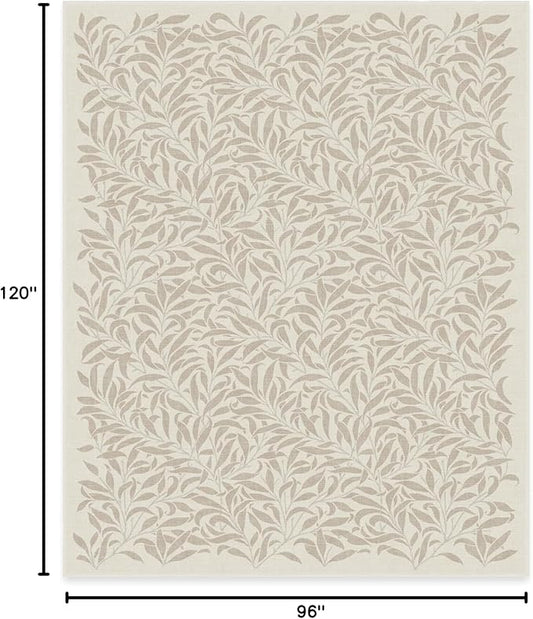 RUGGABLE x Morris & Co Machine Washable Area Rug – Pure Willow Boughs Natural 8x10, Stain-Resistant, Non-Slip – Large Rugs for Living Room, Bedroom, Hallway, Entryway & Office–with Cushioned Pad