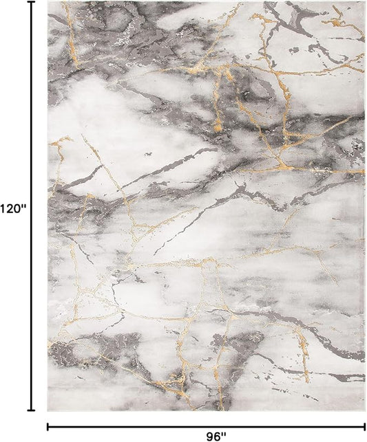 SAFAVIEH Craft Collection Area Rug - 8' x 10', Grey & Gold, Modern Abstract Design, Non-Shedding & Easy Care, Ideal for High Traffic Areas in Living Room, Bedroom (CFT877F)
