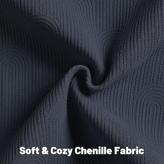 FUTEI Navy Blue Chenille Decorative Throw Pillow Covers 20x20 Inch Set of 2,Soft Cozy Striped Geometric Patterns Cushion Cases,Modern Home Decor for Couch Bed Living Room