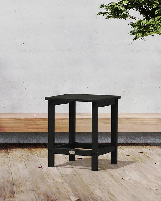 POLYWOOD Long Island 18" Side Table, Black