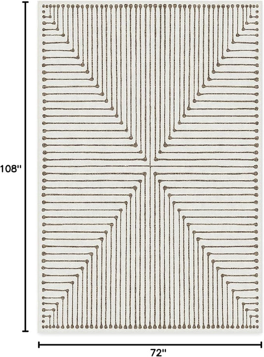 RUGGABLE x Jonathan Adler Machine Washable Modern Area Rug – Inkdrop Camel & Ivory 6x9, Stain-Resistant, Non-Slip – Medium Rugs for Living Room, Bedroom, Hallway, Entryway & Office–with Standard Pad