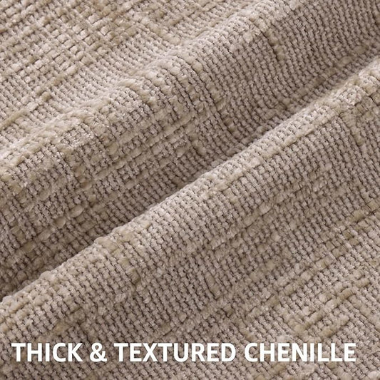 decorUhome Fall Oatmeal Chenille Throw Pillow Covers 16x16 Set of 2 Thick Textured Slubby Couch Pillow Covers Farmhouse Accent Modern Neutral Decorative Pillow Cases for Bed Sofa Living Room
