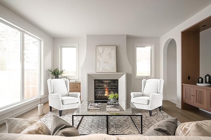 Accent Chair Set of 4, Modern Living Room Chairs with Wingback, Comfy Upholstered High Back Single Sofa for Bedroom, Mid-Century Reading Armchair Sillas para Sala