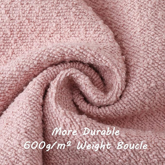 FUTEI Pack of 2 Pink Decorative Throw Pillow Covers 24x24 Inch Soft Cozy Solid Boucle Textured European Cushion Case,Modern Home Decor for Couch Bed Living Room