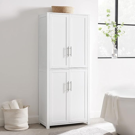 Crosley Furniture Savannah Tall Pantry Storage Cabinet with Shelves, Kitchen, Dining, or Laundry Room, White