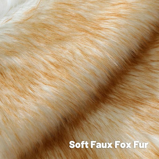 FUTEI Brown White Decorative Throw Pillow Covers 22x22 Inch Set of 2,Soft Fluffy Faux Fox Fur Textured Cushion Case,Modern Home Decor for Couch Living Room
