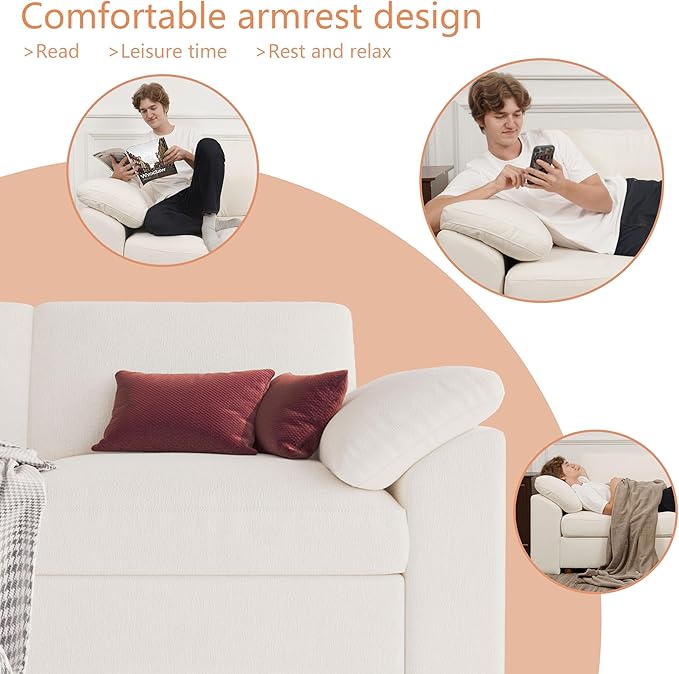 EASE MOOSE Sectional Modular Sofa, Oversized U Shape Sectional Couch Wide Deep seat Sectional Sofa,FSC Certified Comfortable Chenille White Modular Sofa