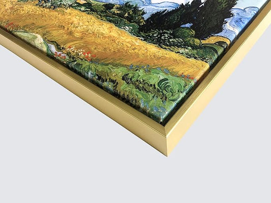 Wieco Art Framed Canvas Art Wheat Field with Cypresses by Van Gogh Impressionist Landscape oil Paintings Canvas Prints Artwork Wall Art for Living Room Home Office Decorations