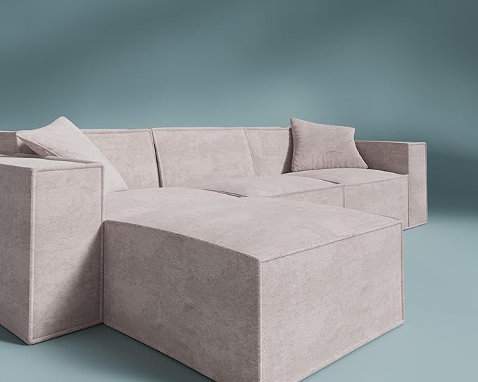 ROVE LAB M1 Modular Sectional Sofa with Ottoman, Sofa in a Box, Modular Couch, Spill-Resistant,Sustainable, Stylish, Modern Sectional Couch for Living Room with SmartFoam Comfort