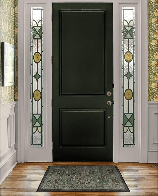 RUGGABLE x Morris & Co Washable Area Rug– Blackthorn Forest Green 2x3, Stain-Resistant, Non-Slip – Small Machine Washable Rugs for Living Room, Bedroom, Hallway, Entryway & Bathroom–with Standard Pad