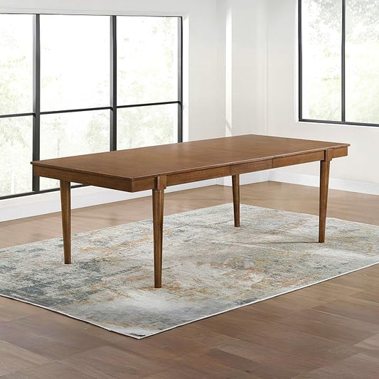 Signature Design by Ashley Lyncott Mid-Century Dining Extension Table with Removable Center Leaf, Dark Brown