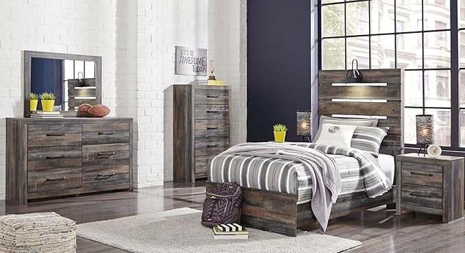 Signature Design by Ashley Drystan Casual 5 Drawer Chest, Dark Brown & Gray
