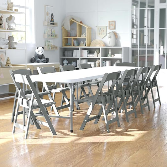 Flash Furniture Hercules Kids Gray Resin Folding Chair with Gray Vinyl Padded Seat