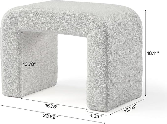 Tribesigns Vanity Stool, Arched Foot Rest for Couch, Large Foot Stool Ottoman, Modern Extra Seating for Living Room, Shoe Bench for Entryway, Dressing Chair for Bedroom, Fully Assembly, Light Gray