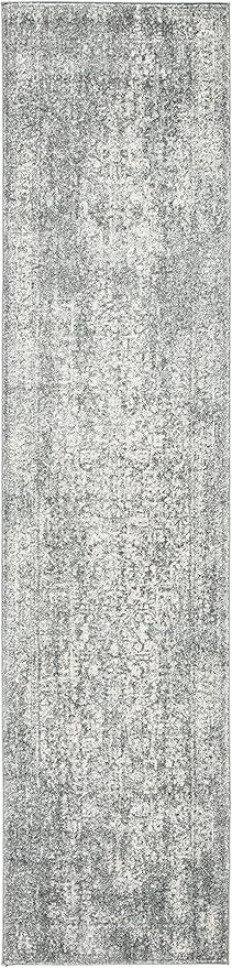 SAFAVIEH Evoke Collection 2'2" x 21' Silver / Ivory EVK256S Oriental Distressed Non-Shedding Living Room Bedroom Runner Rug